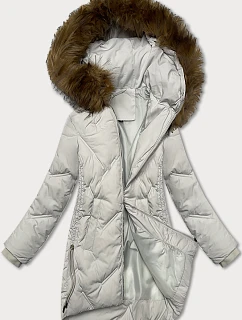 Dámska zimná bunda so šnúrkami na bokoch S'west light grey (R8295-26)