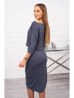 Asymetrické šaty, 3/4 rukávy, grafitová farba Asymetrické šaty, 3/4 rukávy, grafitová farba