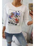 Halenka s grafikou 3D Watch bílá Halenka s grafikou 3D Watch bílá