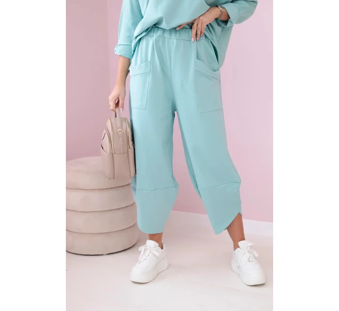 Bavlněná mikina kalhoty set tmavá máta Bavlněná mikina kalhoty set tmavá máta