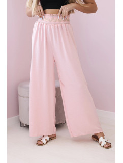 Kalhoty s širokým elastickým pasem pudrově růžová