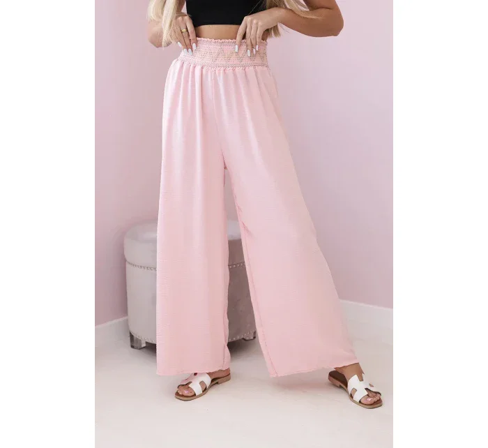 Nohavice so širokým elastickým pásom púdrovo ružové