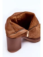 Zamszové Botky Na Podpatku Hnědé model 21632198 - Boto