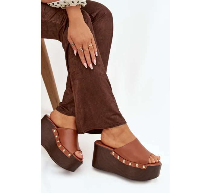 Dámské nazouváky na platformě s přezkami Camel Mareline Dámské nazouváky na platformě s přezkami Camel Mareline