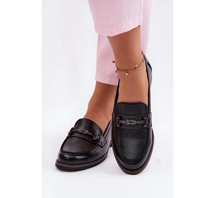 Dámské kožené mokasiny Vinceza 18132 Černé