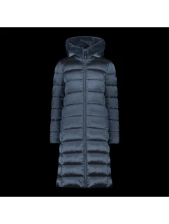 Dámska zimná bunda s kapucňou CMP zateplený kabát dlhý tmavomodrý (34K0046F/L635)