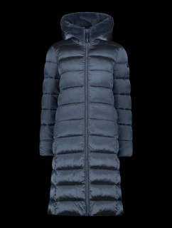 Dámska zimná bunda s kapucňou CMP zateplený kabát dlhý tmavomodrý (34K0046F/L635)