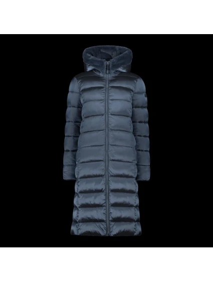 Dámska zimná bunda s kapucňou CMP zateplený kabát dlhý tmavomodrý (34K0046F/L635)