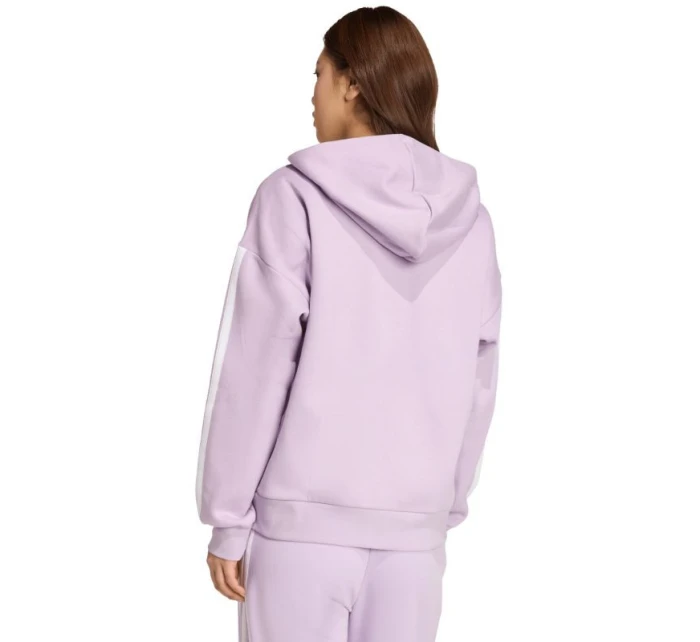 Dámska fleecová mikina adidas Essentials 3-Stripes s kapucňou a zipsom fialová JY3080 Dámska fleecová mikina adidas Essentials 3-Stripes s kapucňou a zipsom fialová JY3080