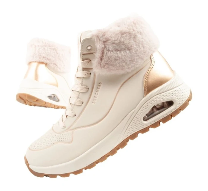 Uno model 21394781 dámská sportovní obuv zateplené boty zimní béžové dámské - Skechers