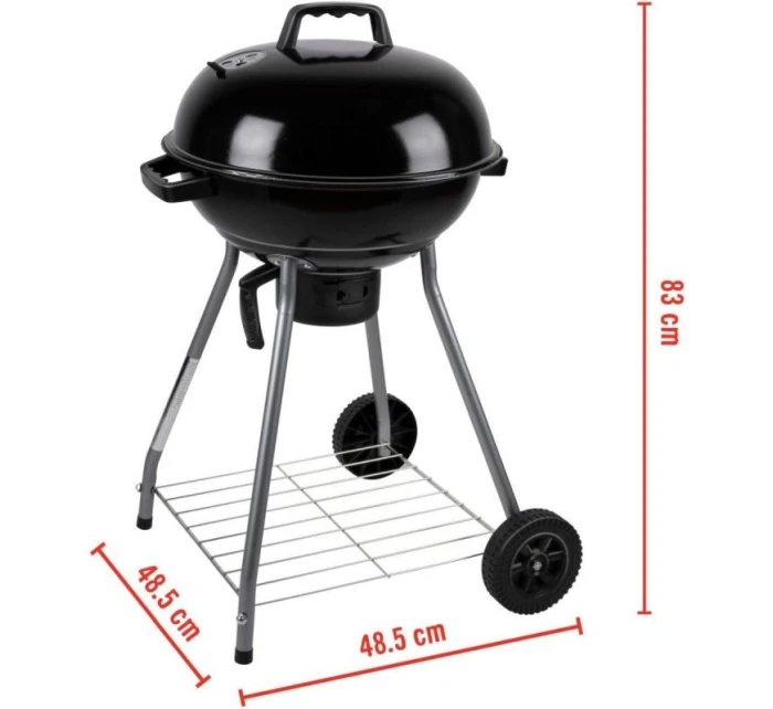 GUĽOVÝ ZÁHRADNÝ GRIL REX STEEL 46CM S POPOLNÍKOM