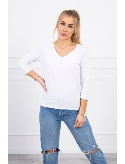 Blúzka s výstrihom do V biela