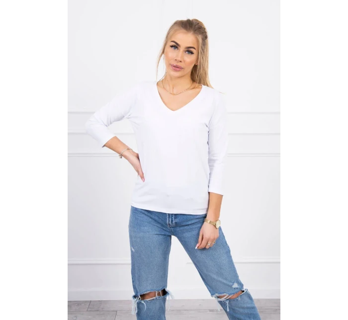 Blúzka s výstrihom do V biela