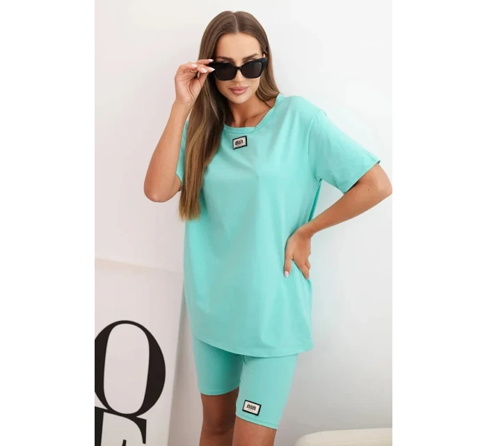 Dámský bavlněný komplet s krátkým rukávem a šortkami mincovna Dámský bavlněný komplet s krátkým rukávem a šortkami mincovna