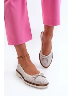 Ażurowe Baleriny Damskie Ze Skóry Naturalnej Maciejka P6509-11 Białe