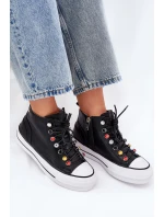 Kožené Vysoké Tenisky Dámské model 21691443 Černé - Goe