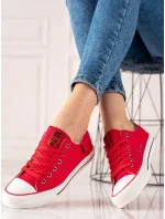 Zaujímavé dámske tenisky červené bez podpätku