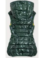 Zelená dámska vesta s kontrastnou podšívkou (B9549)