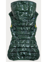 Zelená dámska vesta s kontrastnou podšívkou (B9549)