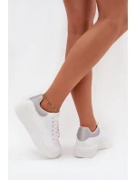 Sneakersy Damskie Na Platformie Big Star SS274245 Biało-Srebrne Sneakersy Damskie Na Platformie Big Star SS274245 Biało-Srebrne