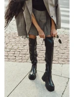 Kozaki Damskie Za Kolano Na Masywnej Platformie Czarne Erisna