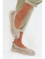Kožené krajkové baleríny S.Barski GR61-5973 béžové