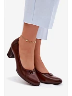 Lodičky na podpatku model 22100855 Hnědé - VINCEZA