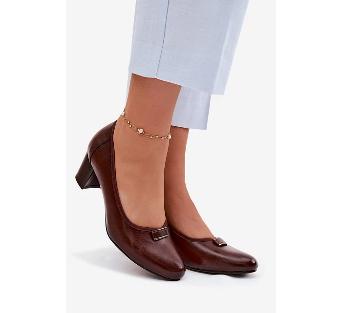 Lodičky na podpatku model 22100855 Hnědé - VINCEZA