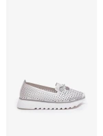 Dámske topánky z prírodnej kože - strieborné