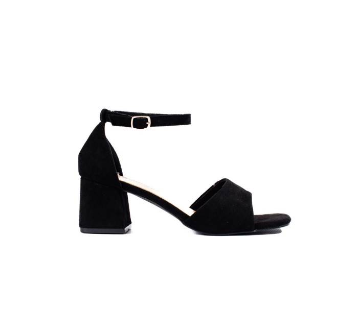 Originálne čierne dámske sandále na širokom podpätku