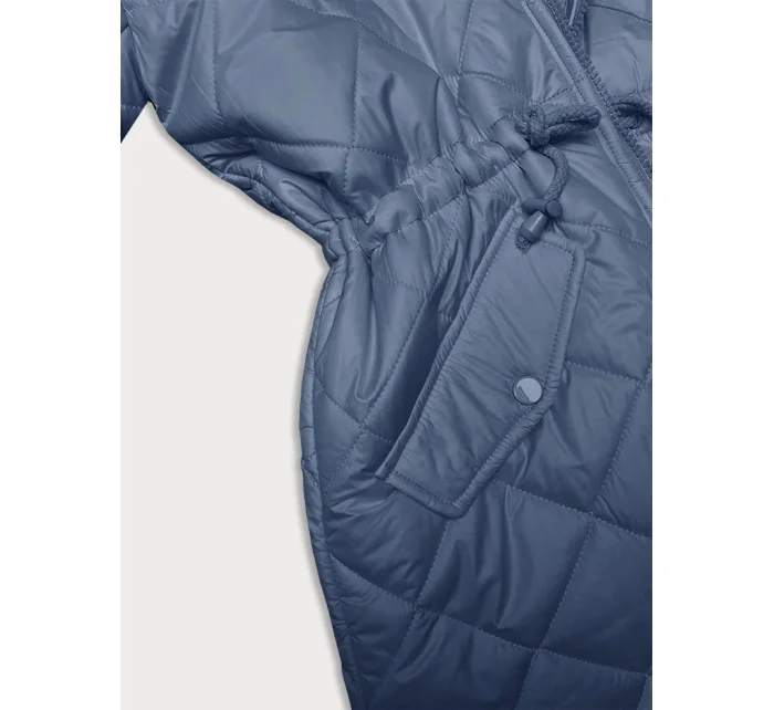 Svetlomodrá obojstranná dámska prešívaná bunda - kožuch (H-897-100)