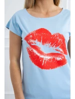 Blúzka s potlačou pier modrá