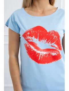 Blúzka s potlačou pier modrá