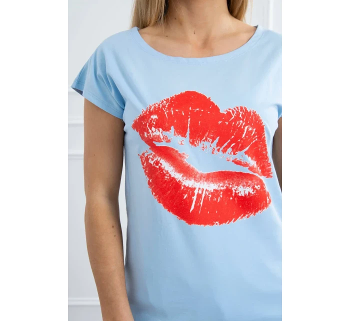 Blúzka s potlačou pier modrá