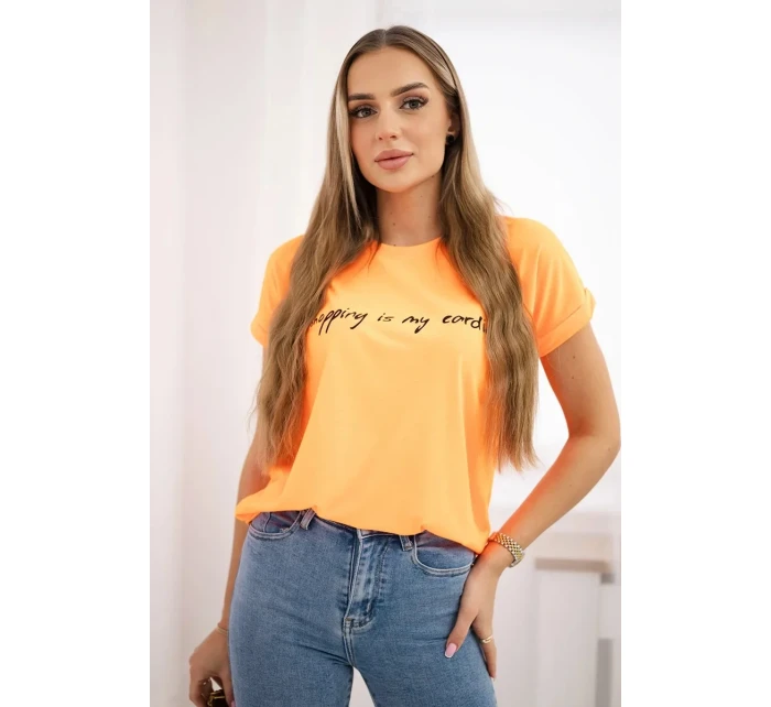 Blúzka Nakupovanie je moja kardio oranžová neónová