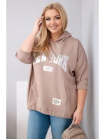 Dámska mikina plus size z viskózy s kapucňou a klokaním vreckom Fango