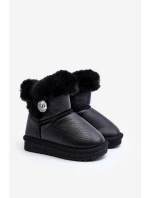 Zateplené sněhové boty s kožešinou černé model 21645826 - Boto