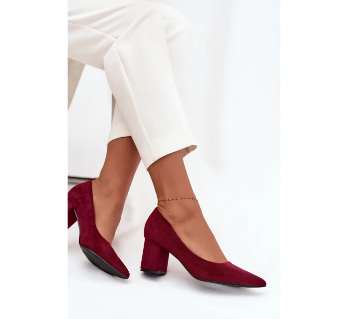 Czółenka Damskie Ze Szpiczastymi Noskami Na Słupku Bordowe Pavira Czółenka Damskie Ze Szpiczastymi Noskami Na Słupku Bordowe Pavira