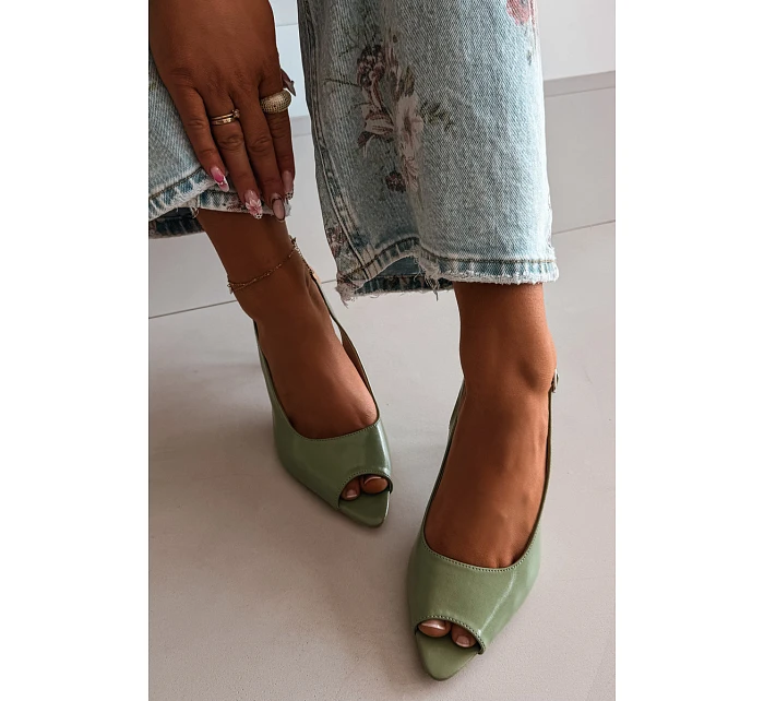 Dámské sandály na podpatku Zelené Sevina