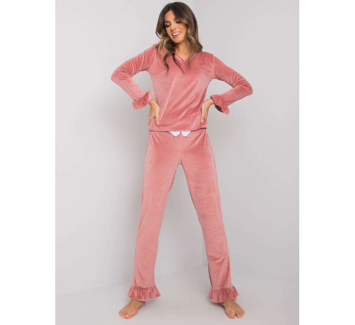 Ružové pyžamo z velúru s nohavicami Camille RUE PARIS