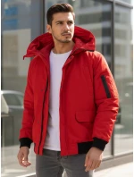 Pánská zimní bunda s kapucí červená Dstreet model 21982784 - FashionStreet