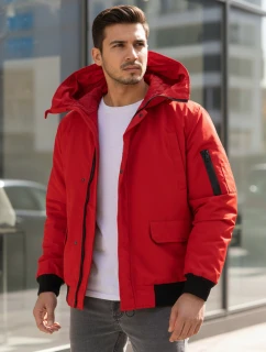 Pánska zimná bunda s kapucňou červená FashionStreet TX4983