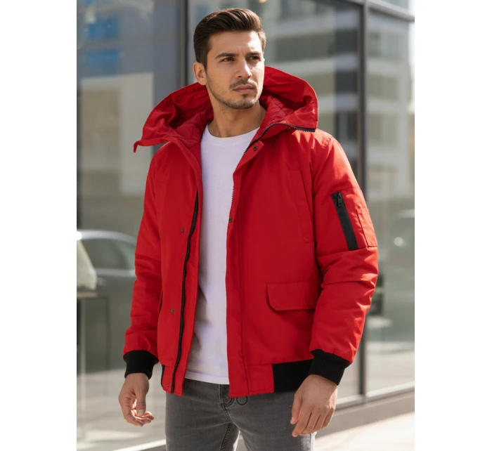 Pánská zimní bunda s kapucí červená Dstreet model 21982784 - FashionStreet