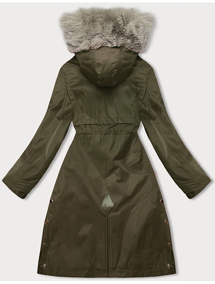 Dámská bunda parka v army barvě s kožešinou model 21246252 - J.STYLE Dámská bunda parka v army barvě s kožešinou model 21246252 - J.STYLE