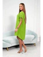 Šaty s viazaním na rukávoch pistáciovej farby