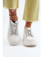 Dámské kožené tenisky na platformě GOE NN2N4033 Bílé
