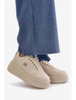 Sneakersy Dámské Sportovní Boty Zateplené Na Masivní Podešvi Béžové model 21668399 - Boto Sneakersy Dámské Sportovní Boty Zateplené Na Masivní Podešvi Béžové model 21668399 - Boto