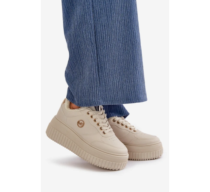 Sneakersy Dámské Sportovní Boty Zateplené Na Masivní Podešvi Béžové model 21668399 - Boto Sneakersy Dámské Sportovní Boty Zateplené Na Masivní Podešvi Béžové model 21668399 - Boto
