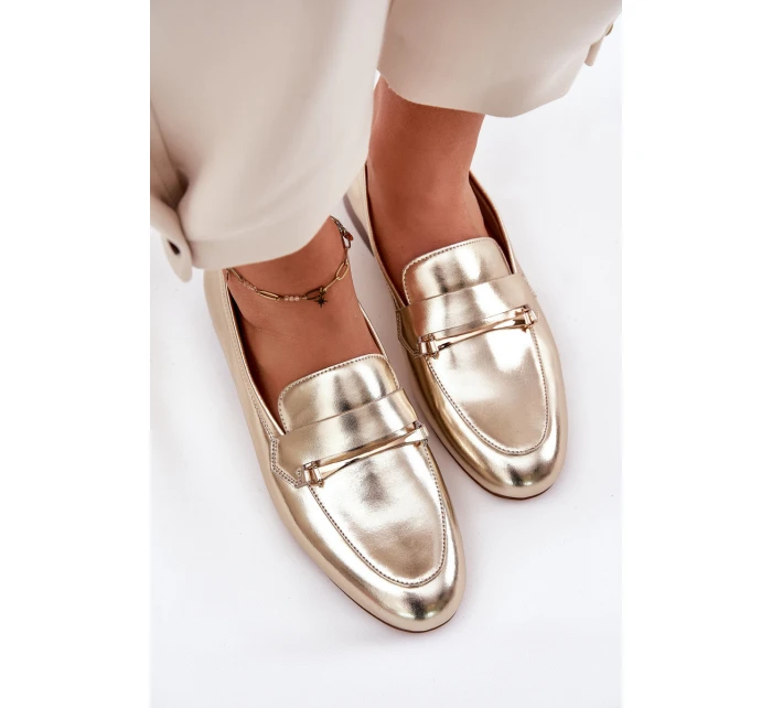 Skórzane Półbuty Mokasyny Damskie Maciejka K6809-25 Złote
