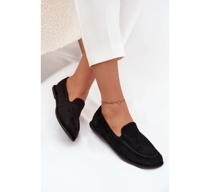 Dámské mokasíny z eko semiše ploché černé model 21710870 - Boto